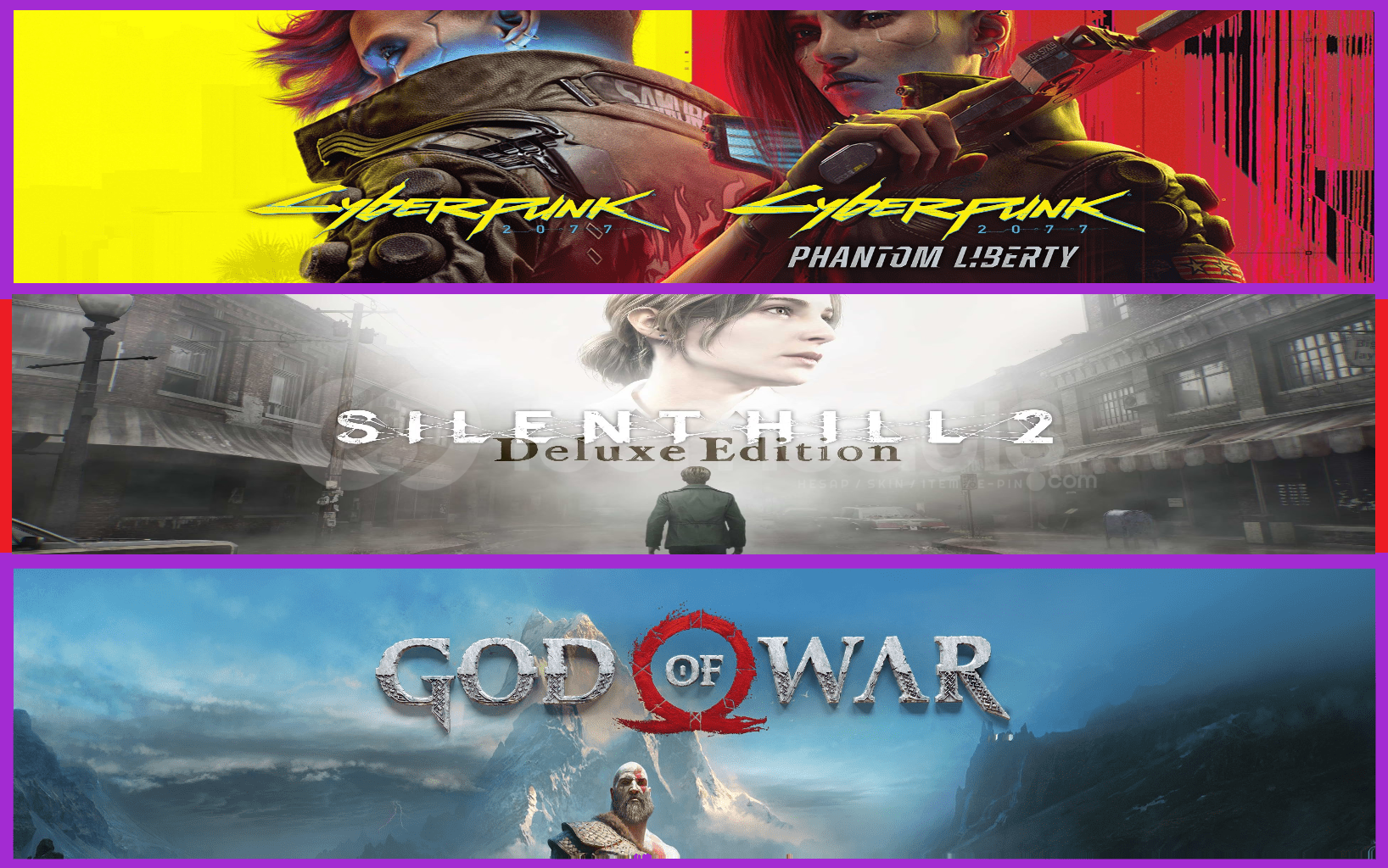 Cyberpunk 2077 + Silent Hill 2 + God Of War Cyberpunk 2077 + Silent Hill 2 + God Of War