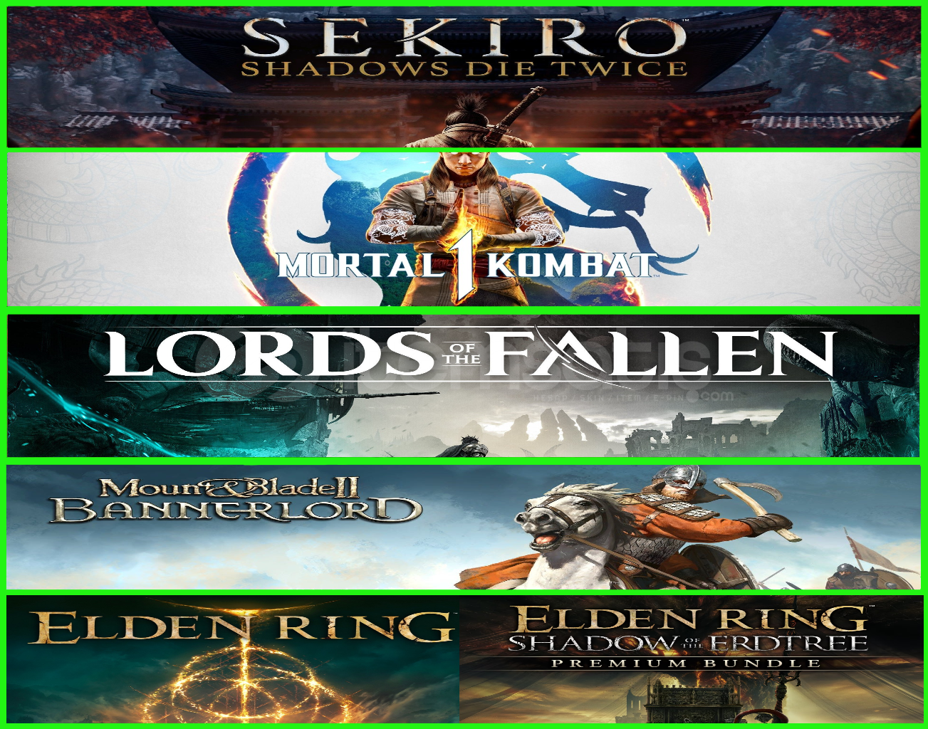 Sekiro + MK1 + LoF + MB2 + Elden Ring Sekiro + MK1 + LoF + MB2 + Elden Ring