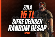 15 TL [ŞİFRE DEĞİŞEN] ZULA RANDOM HESAP