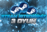 ⚡SINIRSIZ DESTEK | STEAM İSTEDİĞİNİZ 3 OYUN 