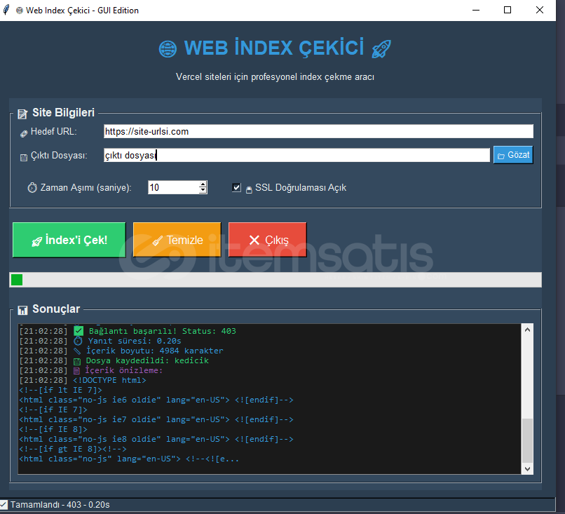Site İndex Çekme Aracı Site İndex Çekme Aracı