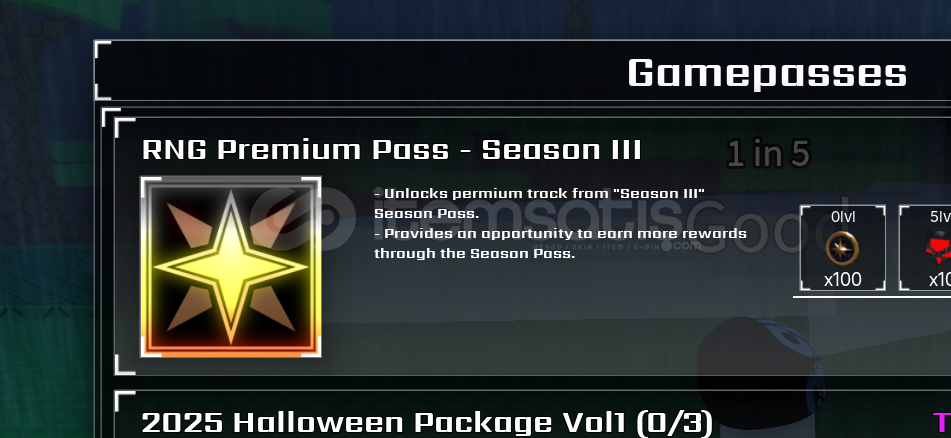 Sols RNG Premium Pass Season 3 Sols RNG Premium Pass Season 3