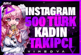 ⭐[Sorunsuz] İnstagram 500 Türk Kadın Takipçi⭐