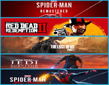 Spider R. + Rdr2 + Tlou + Jedi S. + Miles