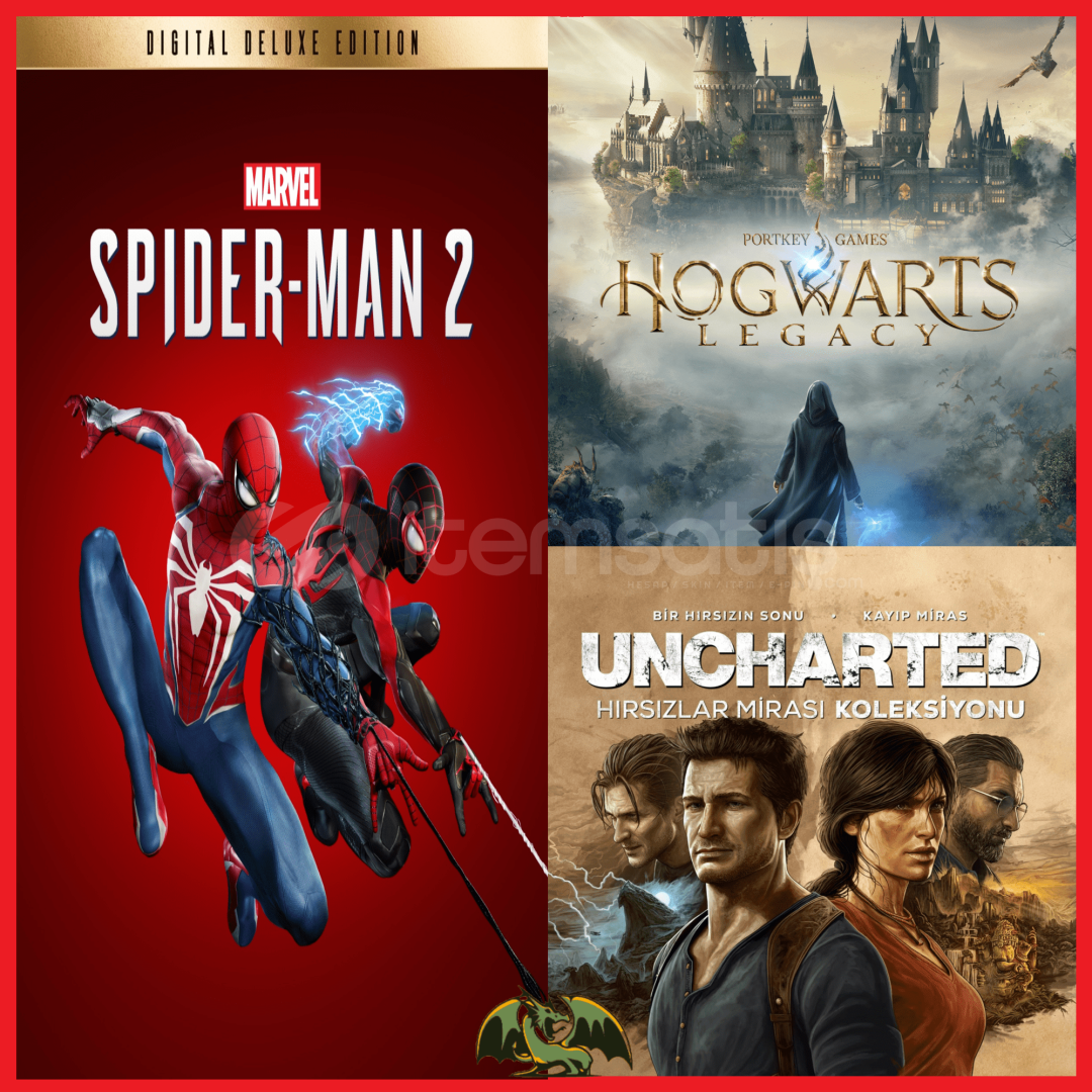 Spiderman 2 + Hogwarts + Uncharted Spiderman 2 + Hogwarts + Uncharted