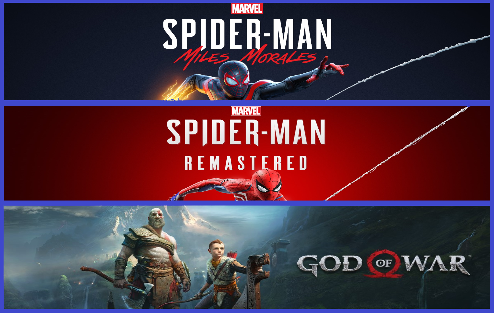Spiderman Remastered+ Miles Morales+ God Of War Spiderman Remastered+ Miles Morales+ God Of War