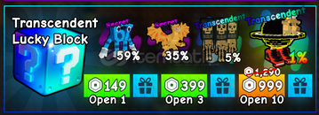 Spin A Brainrot Transcendet Lucky Block 10x