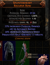 SPLINTERHEART RECURVE BOW /POE2