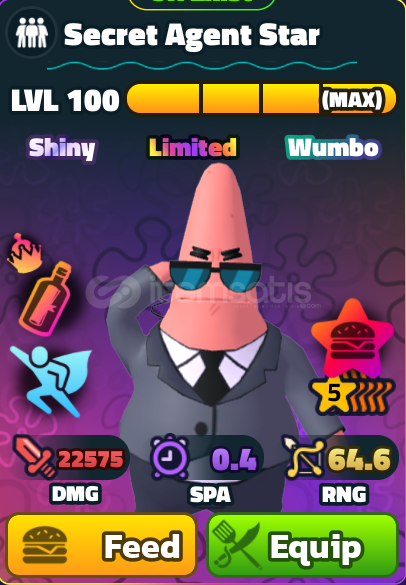 SPONGEBOB TOWER DEFANSE-MAX 5⭐️ SECRET AGENT SPONGEBOB TOWER DEFANSE-MAX 5⭐️ SECRET AGENT