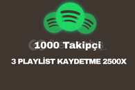 SPOTIFY 1000 TAKİPÇİ/ 2500X 3 GÖNDERİYE KAYDETME