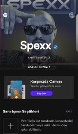 Spotify Mavi Tikli Sanatçı Hesabı Spexx