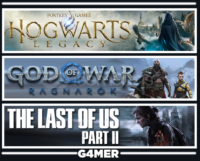 GOW Ragnarök + Hogwarts Legacy + The Last of Us  GOW Ragnarök + Hogwarts Legacy + The Last of Us