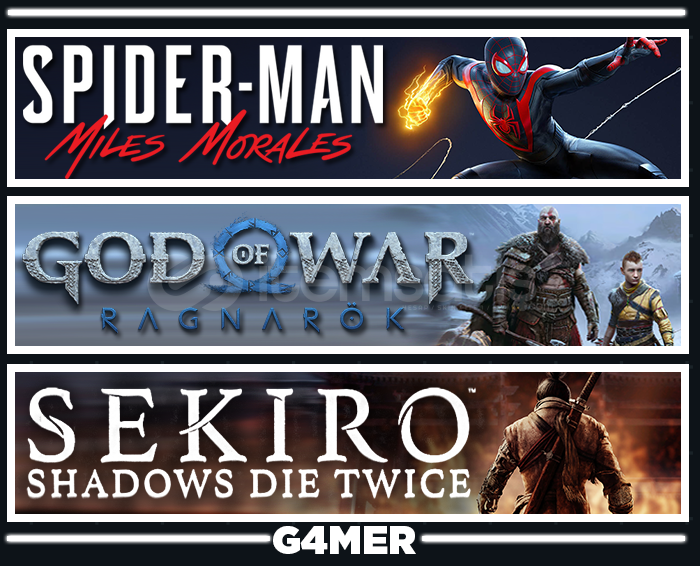 GOW Ragnarök + Spider Man Miles + Sekiro GOW Ragnarök + Spider Man Miles + Sekiro