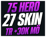 TR EFSANE 27 SKIN 75 HERO +30K MÖ SUPER DEPO