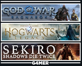 Hogwarts Legacy + GOW Ragnarök + Sekiro