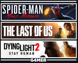 The Last of Us 1 +SpiderMan Miles+Dying Light 2