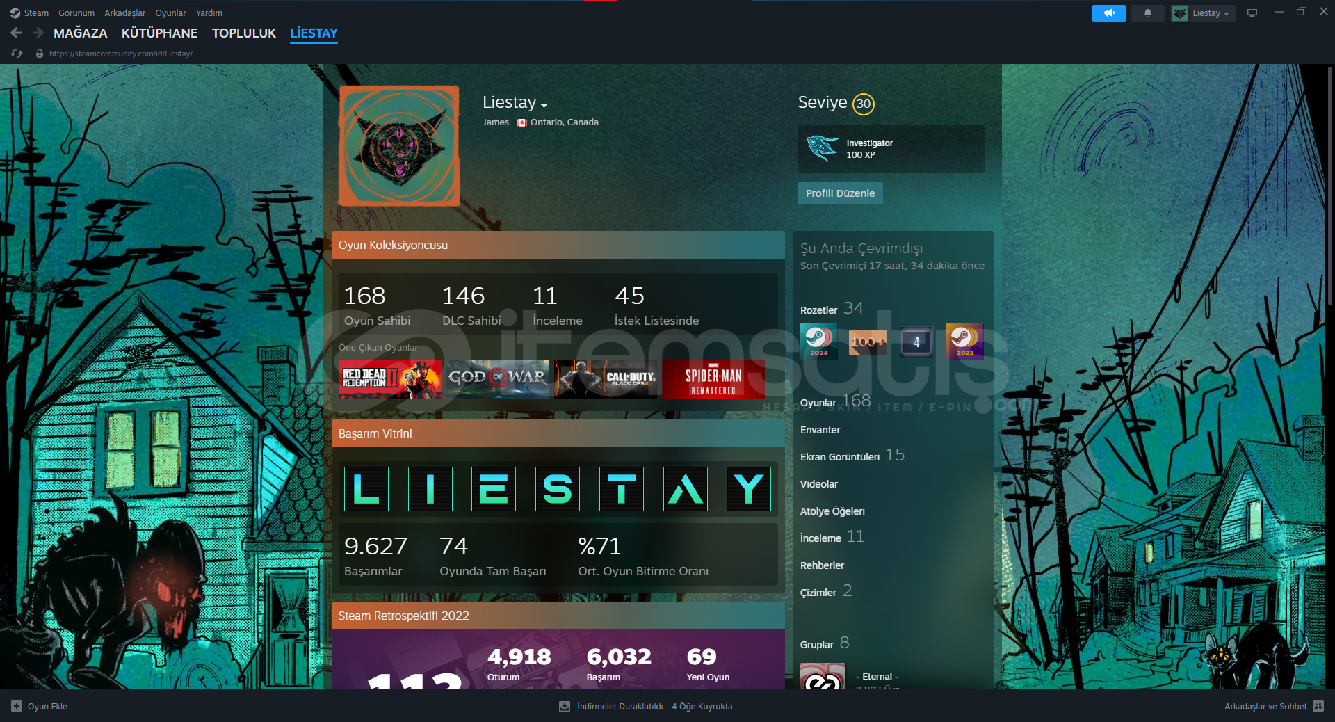 Steam 168 Oyun 146 DLC 30 Seviye Hesap Steam 168 Oyun 146 DLC 30 Seviye Hesap