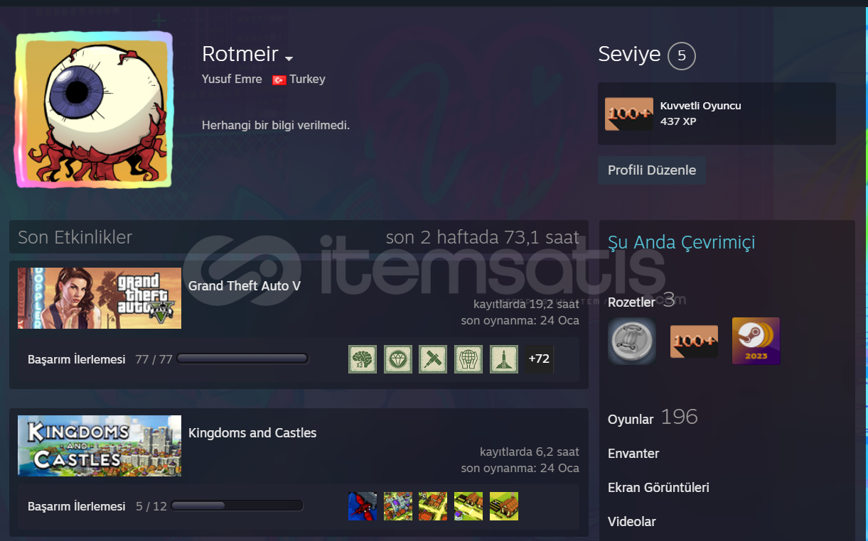 Steam 195 Oyunlu Hesap Steam 195 Oyunlu Hesap