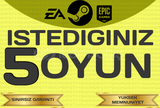 STEAM 5 ADET İSTEDİĞİNİZ OYUN+GARANTİ