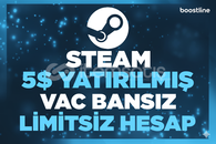 ⭐Steam 5$ Yatırılmış | Limitsiz Hesap ⭐Steam 5$ Yatırılmış | Limitsiz Hesap