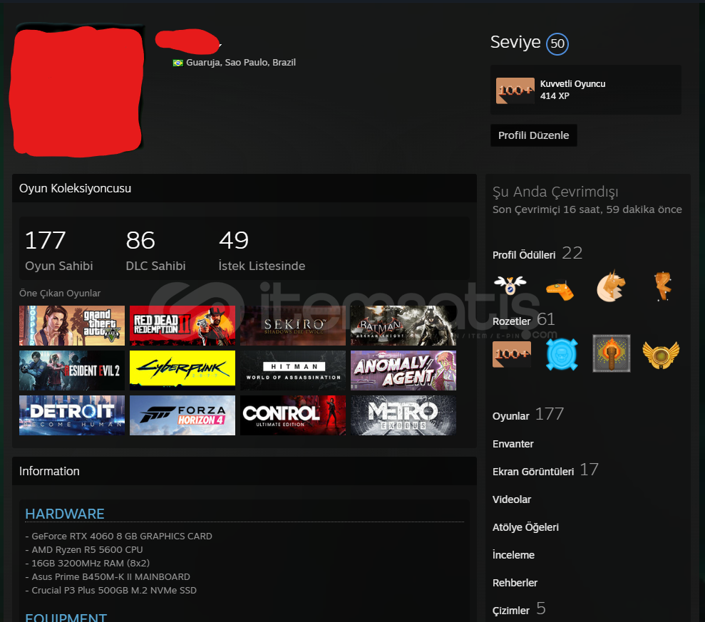 STEAM ÇOK NADİR AŞIRI DEĞERLİ HESAP!!! STEAM ÇOK NADİR AŞIRI DEĞERLİ HESAP!!!