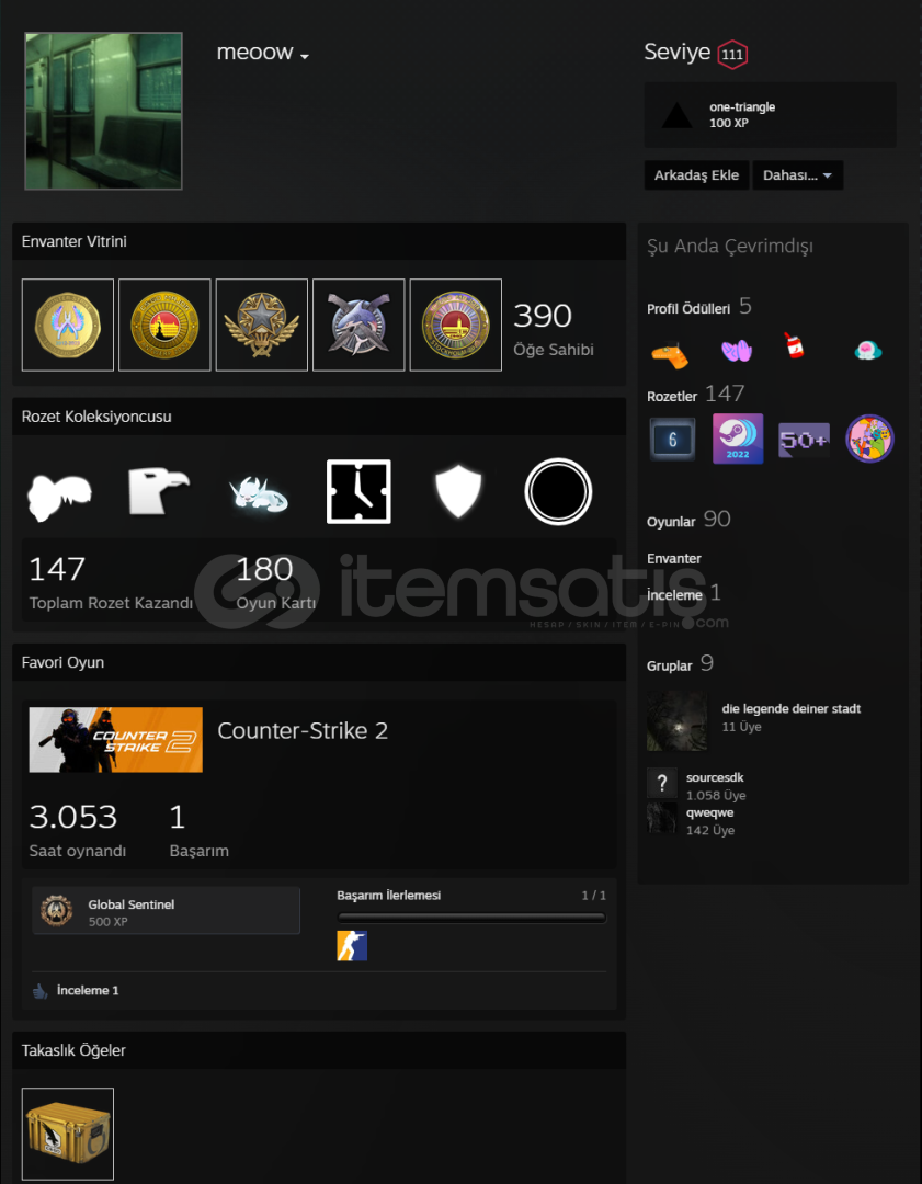 ✅STEAM HESABI 111 SEVİYE✅70USD✅TR'NİN EN UYGUNU ✅STEAM HESABI 111 SEVİYE✅70USD✅TR'NİN EN UYGUNU