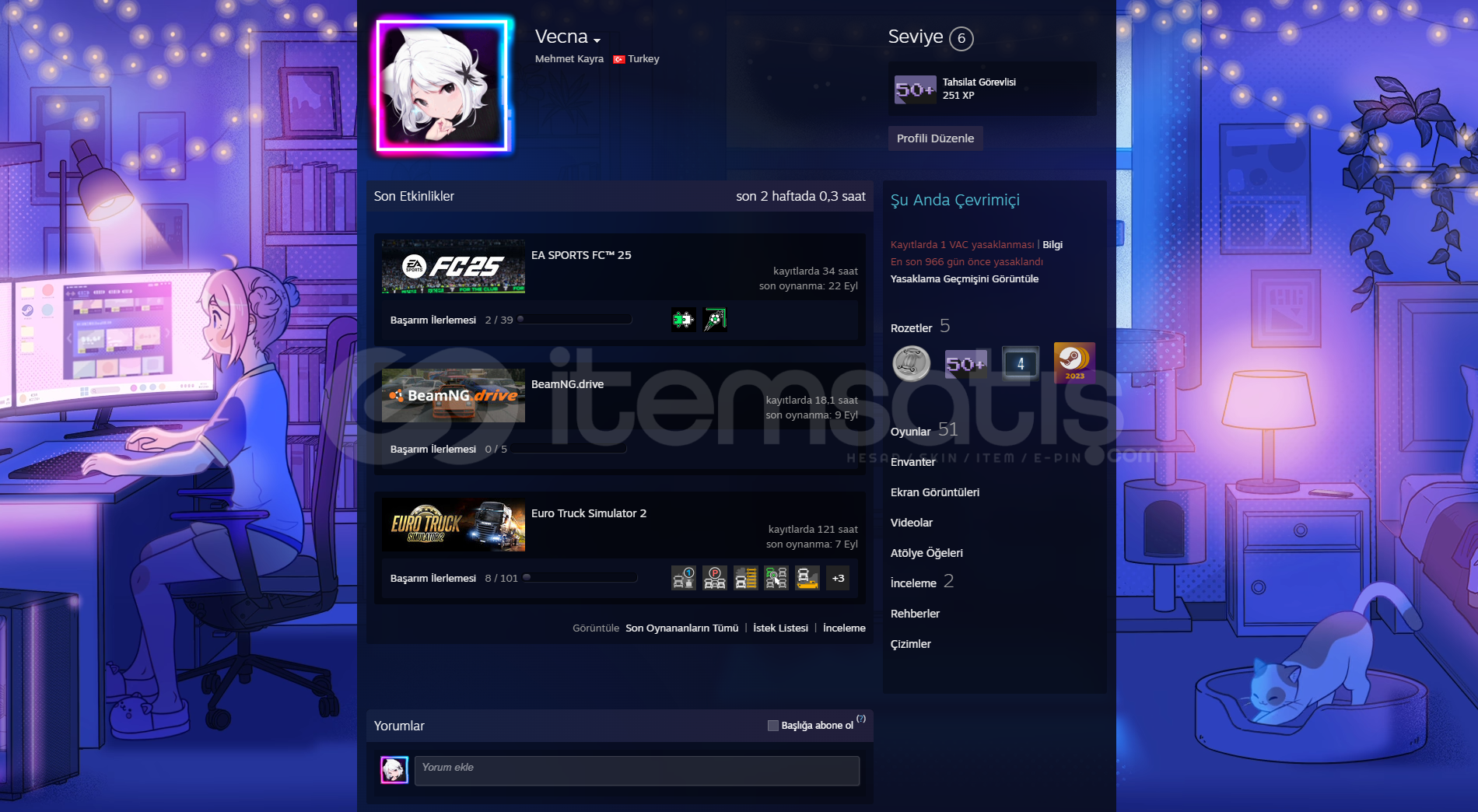STEAM HESABI İÇİNDE 80 TANE OYUN BULUNMAKTA  STEAM HESABI İÇİNDE 80 TANE OYUN BULUNMAKTA