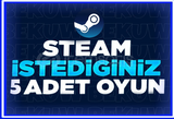 ⭐STEAM İSTEDİĞİNİZ 5 OYUN+DESTEK⭐