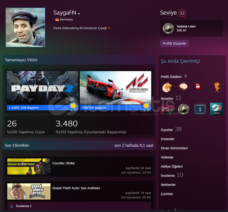 STEAM KİŞİSEL HESAP DOLU DOLU STEAM KİŞİSEL HESAP DOLU DOLU