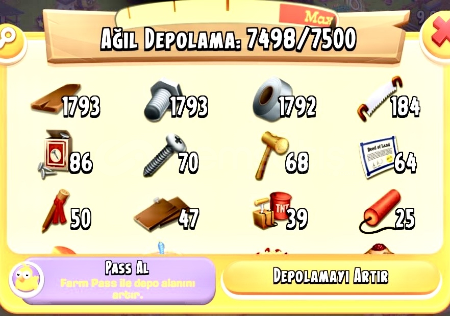 SV 90 DEPO 7500 İÇİ AĞIL DOLU SV 90 DEPO 7500 İÇİ AĞIL DOLU