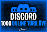 Discord 1000 7/24 Aktif Türk Üye (TAM OTO)