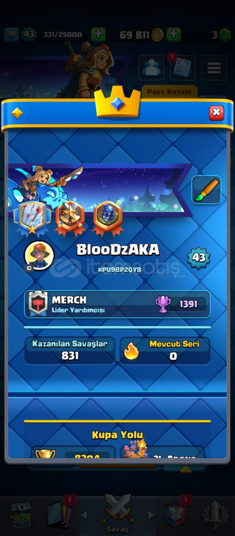 Telefon ve Mail bağlanmamış 8bin kupalı hesap  Telefon ve Mail bağlanmamış 8bin kupalı hesap