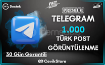 ⭐Telegram 1.000 Türk Görüntülenme (Premium)⭐