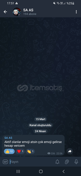 Telegram 194 üye kanal AKTIF