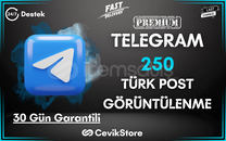 ⭐Telegram 250 Türk Görüntülenme (Premium)⭐