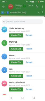 Telegram kanalı üye istekli satılık kanal