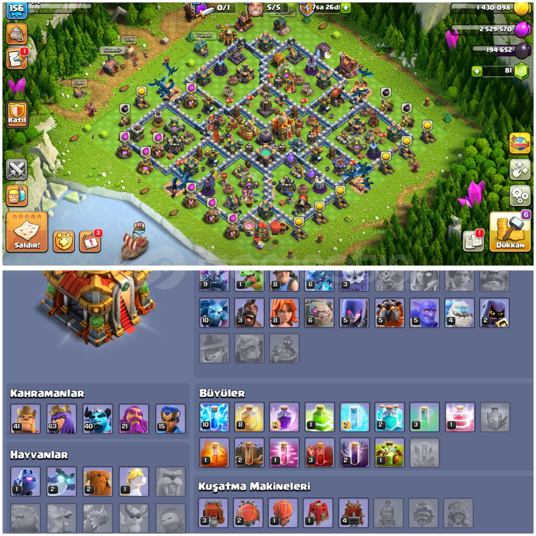 TH16⚡️COC | • 156 LEVEL + FİYAT UYGUN  TH16⚡️COC | • 156 LEVEL + FİYAT UYGUN