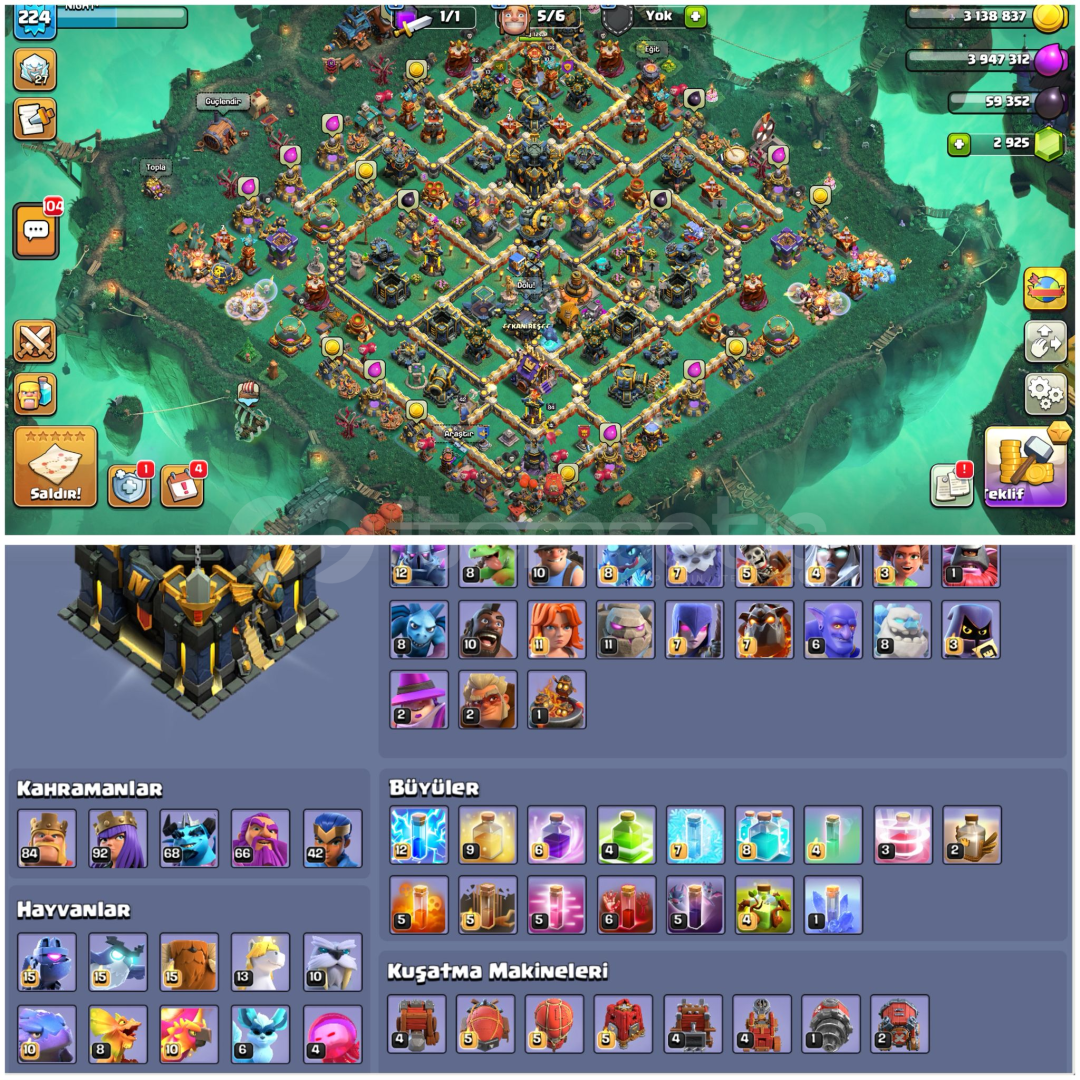 TH17⚡️COC | • 224 LEVEL + YARI MAX HESAP TH17⚡️COC | • 224 LEVEL + YARI MAX HESAP