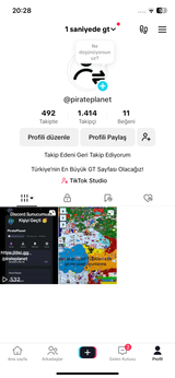 Tiktok 1400 takipçili live studo açık hesap