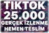 TikTok 25.000 Gerçek İzlenme - Keşfet Etkili