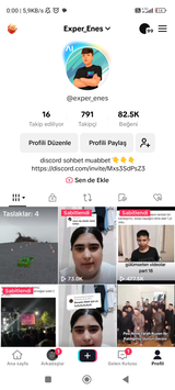 Tiktok 791 takipcili canlı destekli acık kesfet