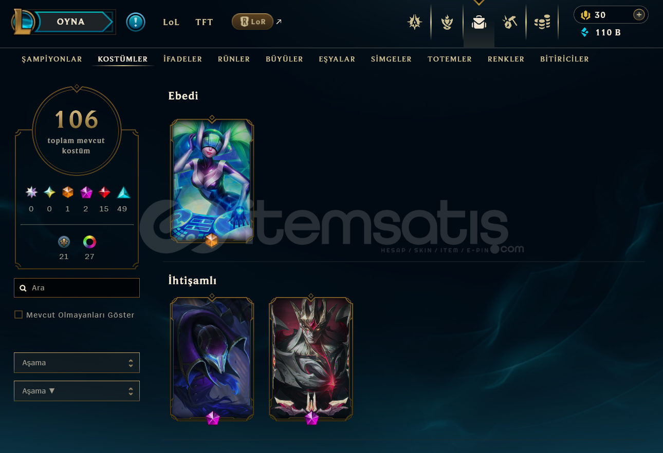 TR / 106 SKİN FULL HERO 382 LVL HESAP TR / 106 SKİN FULL HERO 382 LVL HESAP