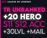 TR +20 HERO UNRANKED +30LVL S11 S12 ÇAR +MAİL