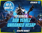 TR 40K+ Mavi Öz Ban Yemez Unranked Hesap