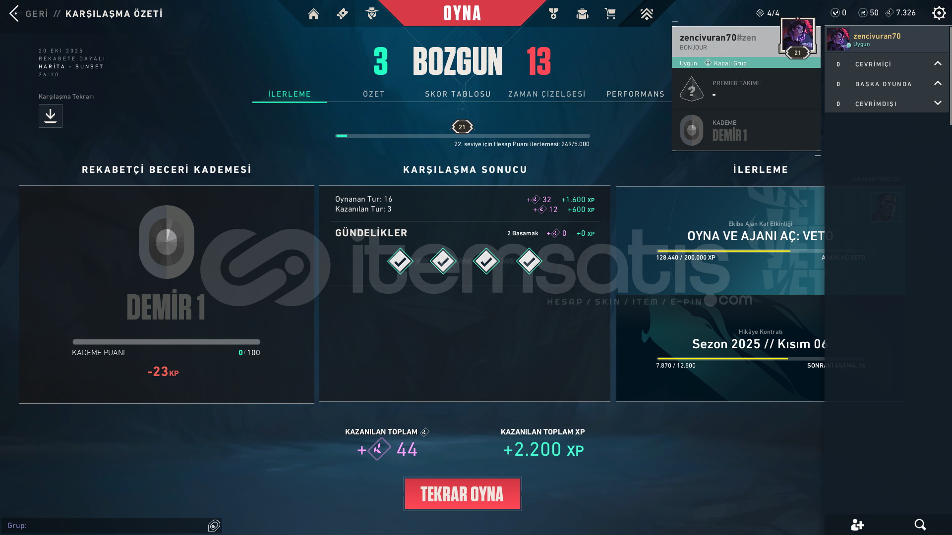 TR - DEMİR 1 0 KP - MAİL DEĞİŞEN - DÜŞÜK MMR TR - DEMİR 1 0 KP - MAİL DEĞİŞEN - DÜŞÜK MMR