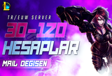 ⭐TR/EUW | 30-120 SKİN MAİL DEĞİŞEN LOL HESAP