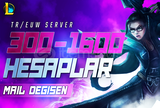 ⭐TR/EUW | 300-1600 SKİN MAİL DEĞİŞEN LOL HESAP