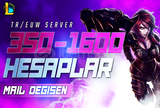 ⭐TR/EUW | 350-1600 SKİN MAİL DEĞİŞEN LOL HESAP