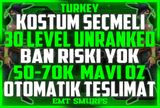 ✨TR [KOSTÜM SEÇMELİ] UNRANKED 50-70K MAVİ ÖZ