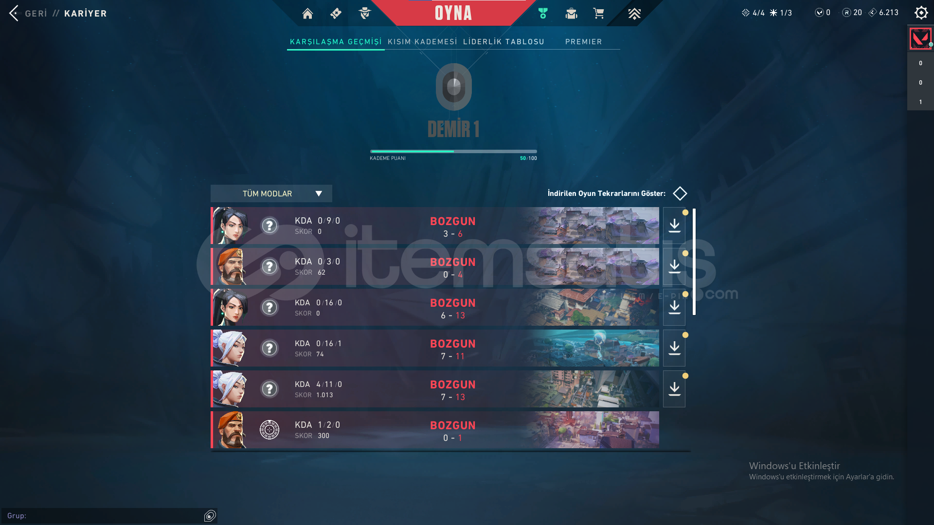 TR MAİL DEĞİŞEN DEMİR 1 HESAP (DÜŞÜK MMR) TR MAİL DEĞİŞEN DEMİR 1 HESAP (DÜŞÜK MMR)